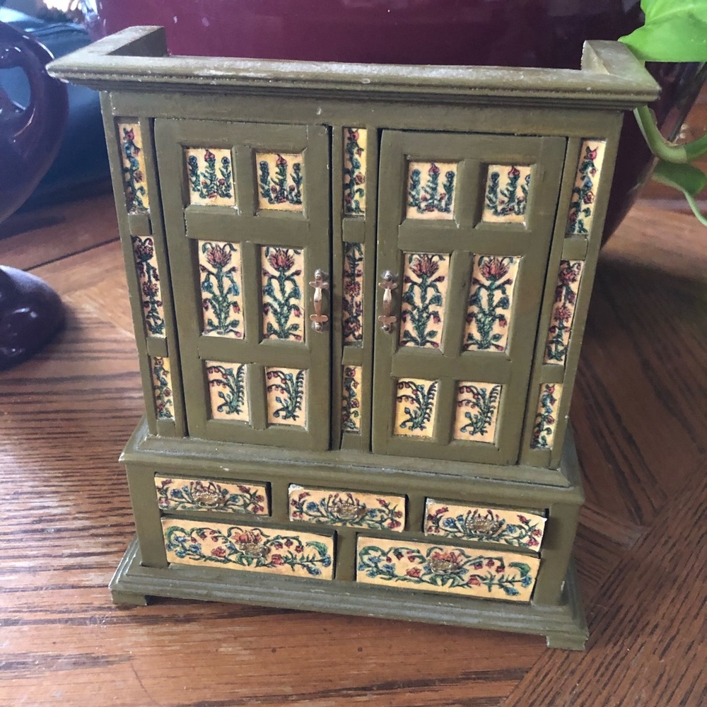 Vintage Dollhouse Miniature Wardrobe Cabinet